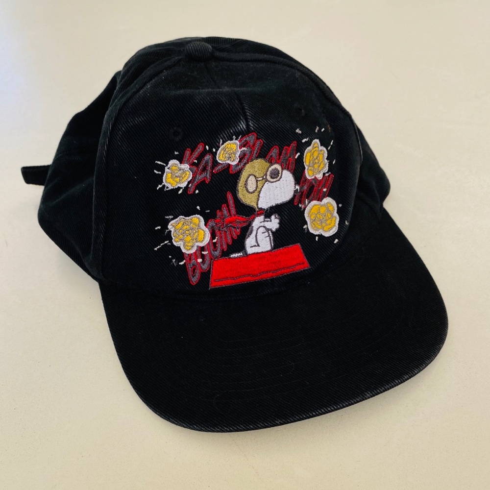 Vintage 90s Peanuts Snoopy Kaboom Black Cap